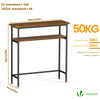 Schmaler Konsolentisch mit 2 Ablagen, Flurtisch aus Metall und MDF, Industrie-design 75×24×75 cm, Braun - VOUNOT DE