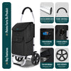 2 Räder Einkaufstrolley Klappbar mit 58L Wasserdichter Tasche, Schwarz