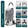 Aluminium Einkaufstrolley Treppensteiger, Trolly Einkaufswagen Klappbar, 6 Räder, Wasserdicht Oxford, 45L, Grau