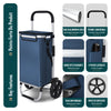 2 Räder Einkaufstrolley Klappbar mit 50L Wasserdichter & Kühlfach, Marineblau