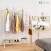 Doppelt Kleiderständer, Metall Kleiderstange Garderobenständer mit Schuhregal und 4 seitlichen Haken 110x58x150cm Weiß - VOUNOT DE
