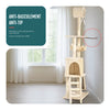Kratzbaum 155cm, Mehrstöckiger Katzenbaum mit Kratzsäulen Höhle, Beige