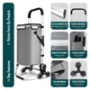 Aluminium Einkaufstrolley Treppensteiger, Trolly Einkaufswagen Klappbar, mit 6 Räder und Kühlfach, Wasserdicht, 50L, Grau