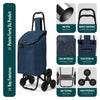 2 in 1 Einkaufstrolley Klappbar Treppensteiger Marineblau