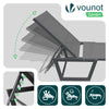 2er Set Sonnenliege Gartenliege aus Aluminium und Textilene 190x62x31cm Grau - VOUNOT DE
