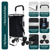 Aluminium Einkaufstrolley Treppensteiger, Trolly Einkaufswagen Klappbar, mit 6 Räder und Kühlfach, Wasserdicht, 50L, Schwarz