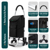Aluminium Einkaufstrolley Treppensteiger, Trolly Einkaufswagen Klappbar, 6 Räder, Wasserdicht Oxford, 45L, Schwarz