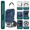 2 Räder Einkaufstrolley Klappbar mit 58L Wasserdichter Tasche, Marineblau