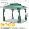 Pavillon 3,6x3,6m, Pop Up Partyzelt mit Mesh Sides & Doppeldach Faltpavillon Grün - VOUNOT DE