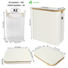 Wäschekorb mit Deckel & Wäschesäcke 145L, Faltbarer Wäschesammler 2 Fächer, Beige