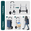 2 Räder Einkaufstrolley Klappbar mit 50L Wasserdichter & Kühlfach, Marineblau
