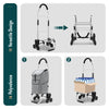 Aluminium Einkaufstrolley Treppensteiger, Trolly Einkaufswagen Klappbar, 6 Räder, Wasserdicht Oxford, 45L, Grau