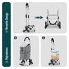 Aluminium Einkaufstrolley Treppensteiger, Trolly Einkaufswagen Klappbar, 6 Räder, Wasserdicht Oxford, 45L, Grau