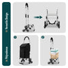 Aluminium Einkaufstrolley Treppensteiger, Trolly Einkaufswagen Klappbar, 6 Räder, Wasserdicht Oxford, 45L, Schwarz