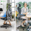Bürostuhl ergonomisch, Schreibtischstuhl mit Einstellbarer Kopfstütze Grau - VOUNOT DE