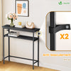 Schmaler Konsolentisch mit 2 Ablagen, Flurtisch aus Metall und MDF, Industrie-design 75×24×75 cm, Schwarz - VOUNOT DE