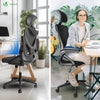 Bürostuhl ergonomisch, Schreibtischstuhl mit Einstellbarer Kopfstütze Schwarz - VOUNOT DE