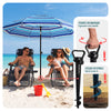 Sonnenschirm Strandschirm 200cm mit Tragetasche und Bodenanker Blaue Streifen - VOUNOT DE