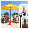 Sonnenschirm Strandschirm 200cm mit Tragetasche und Bodenanker Gelb - VOUNOT DE