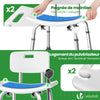 Duschstuhl mit Rückenlehne, ergonomischer Duschhocker für Senioren, höhenverstellbar 70–83cm, Blau - VOUNOT DE