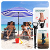 Sonnenschirm Strandschirm 200cm mit Tragetasche und Bodenanker Blau-weiße Streifen - VOUNOT DE