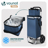 2 Räder Einkaufstrolley Klappbar mit 50L Wasserdichter & Kühlfach, Marineblau