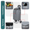 Aluminium Einkaufstrolley Treppensteiger, Trolly Einkaufswagen Klappbar, 2 Räder, Wasserdicht Oxford, 59L, Grau - VOUNOT DE