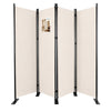 Paravent Raumteiler 4 Teilig Freistehend Stoff Trennwand 228 x 30 x 164 cm Beige