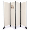 Paravent Raumteiler 4 Teilig auf Rollen Freistehend 228 x 30 x 164 cm Beige