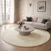 Weicher Kurzflor Teppich Wohnzimmer mit Antirutschmatte ф200 cm Beige