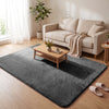 Weicher Kurzflor Teppich Wohnzimmer mit Antirutschmatte 160x230 cm Anthrazit