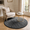 Weicher Kurzflor Teppich Wohnzimmer mit Antirutschmatte ф120 cm Anthrazit