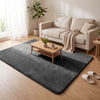 Weicher Kurzflor Teppich Wohnzimmer mit Antirutschmatte 140x200 cm Anthrazit