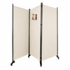 Paravent Raumteiler 3 Teilig auf Rollen Freistehend 262 x 30 x 173 cm Beige