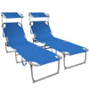 2er Set Sonnenliege mit Dach, 190 x 58 x 27 cm  Blau - VOUNOT DE