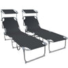 2er Set Sonnenliege mit Dach, 190 x 58 x 27 cm Schwarz - VOUNOT DE