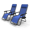 2er-Set Liegestuhl Klappbar, Relaxstuhl Garten mit Getränkehalter und Kopfpolster, Blau - VOUNOT DE