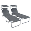 2er Set Sonnenliege mit Dach, 190 x 58 x 27 cm  Grau