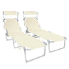 2er Set Sonnenliege mit Dach, 190 x 58 x 27 cm Beige