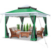 Pavillon 3,6x3,6m, Pop Up Partyzelt mit Mesh Sides & Doppeldach Faltpavillon Grün