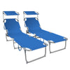 2er Set Sonnenliege mit Dach, 190 x 58 x 27 cm  Blau
