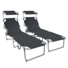 2er Set Sonnenliege mit Dach, 190 x 58 x 27 cm Schwarz