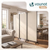 Paravent Raumteiler 3 Teilig auf Rollen Freistehend 262 x 30 x 173 cm Beige