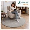 Weicher Kurzflor Teppich Wohnzimmer mit Antirutschmatte ф120 cm Grau