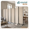 Paravent Raumteiler 6 Teilig auf Rollen Freistehend 340 x 30 x 164 cm Beige