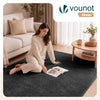 Weicher Kurzflor Teppich Wohnzimmer mit Antirutschmatte 160x230 cm Anthrazit