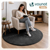 Weicher Kurzflor Teppich Wohnzimmer mit Antirutschmatte ф120 cm Anthrazit
