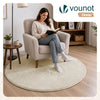 Weicher Kurzflor Teppich Wohnzimmer mit Antirutschmatte ф120 cm Beige