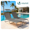 2er Set Sonnenliege Klappbar, Gartenliege Strandliege mit Sonnenschutz und 4-Fach Verstellbarer Rückenlehne, Gris - VOUNOT DE