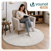 Weicher Kurzflor Teppich Wohnzimmer mit Antirutschmatte ф120 cm Creme